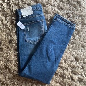 Mid rise straight leg jeans